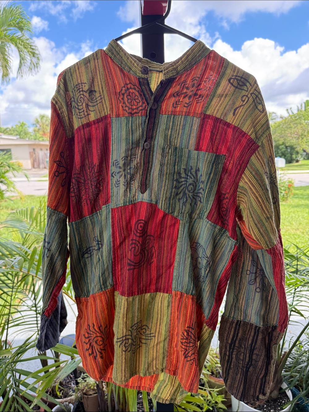 Patchwork Lightweight Shirt Jacket - Multicolor Stripes